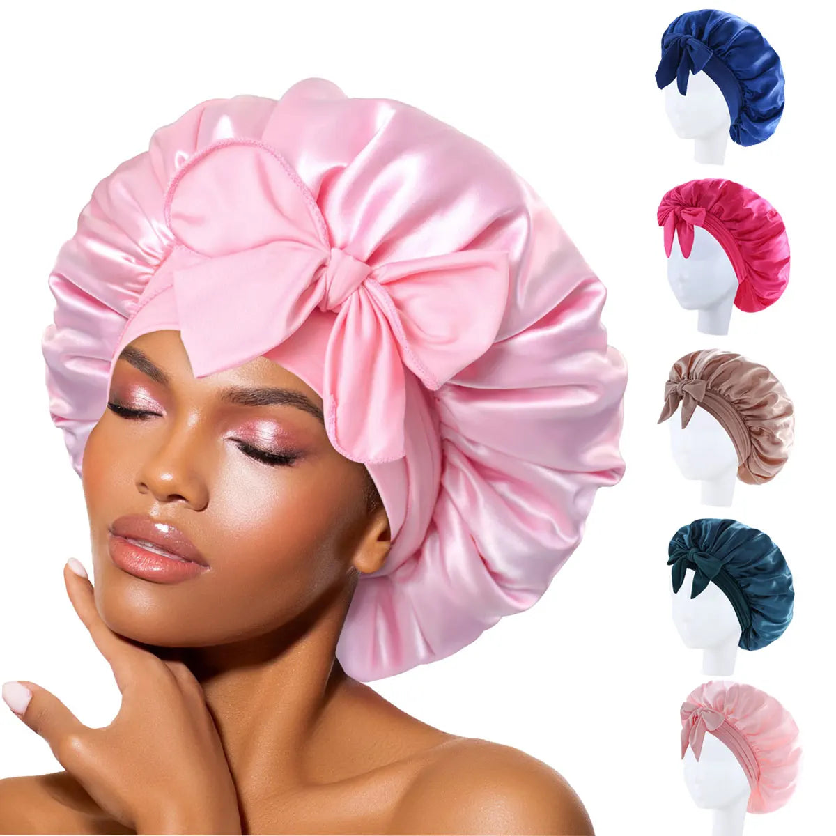 🌙 Adjustable Satin Sleep Bonnet – Soft Silk Hair Wrap with Tie Band 🌙
